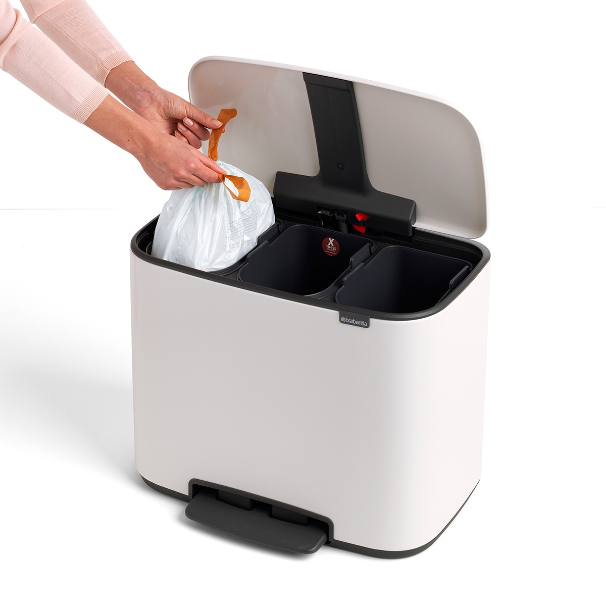 Balde do Lixo com Pedal para Reciclagem BO - 3X11 L Branco-4