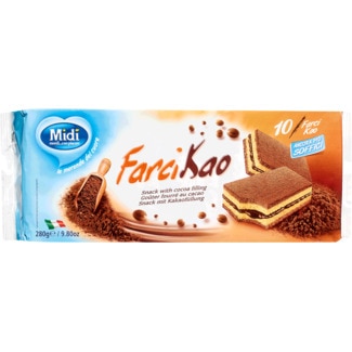 Bolo Farcikao Recheado com Cacau 10 Unidades embalagem 280 g - Midi Farci