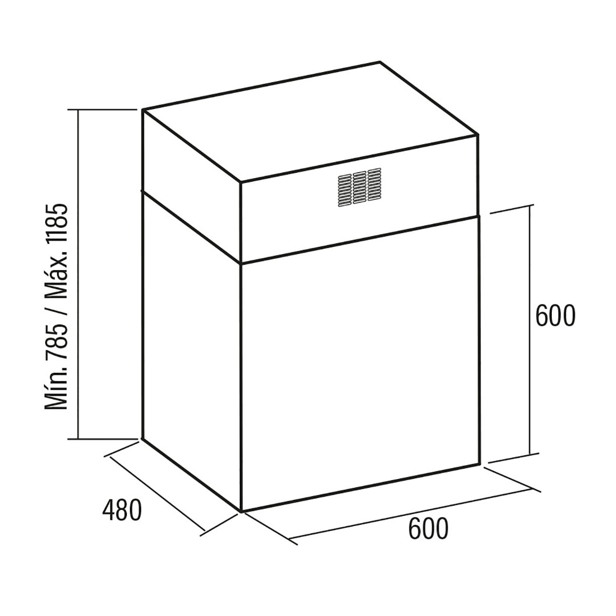 Exaustor de Ilha Cata ISLA VEGA com 3 Níveis de Extração e de 60 cm - Inox Inox-2