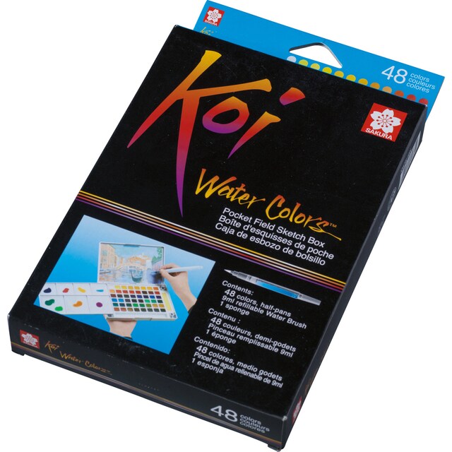 Imagen 0 de Caja de Plástico de 48  Acuarelas y Pincel Rellenable Sakura Multicolor