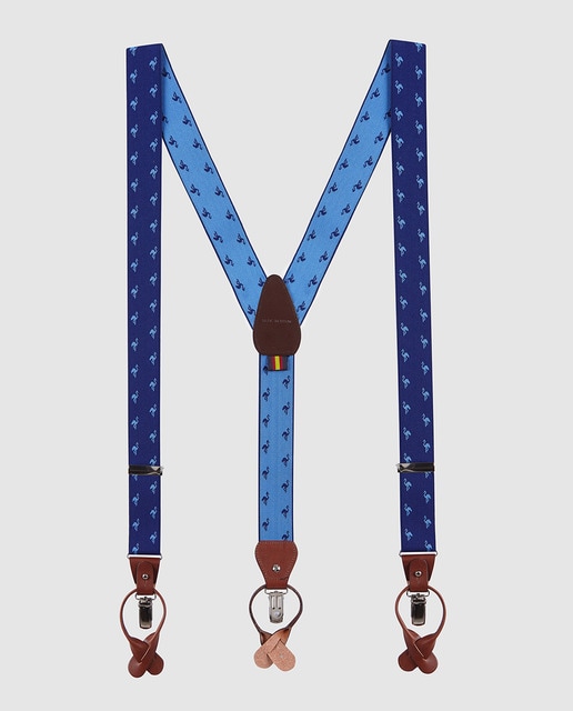 Imagem 0 de Suspensórios elásticos azul-marinho com estampado de flamingos