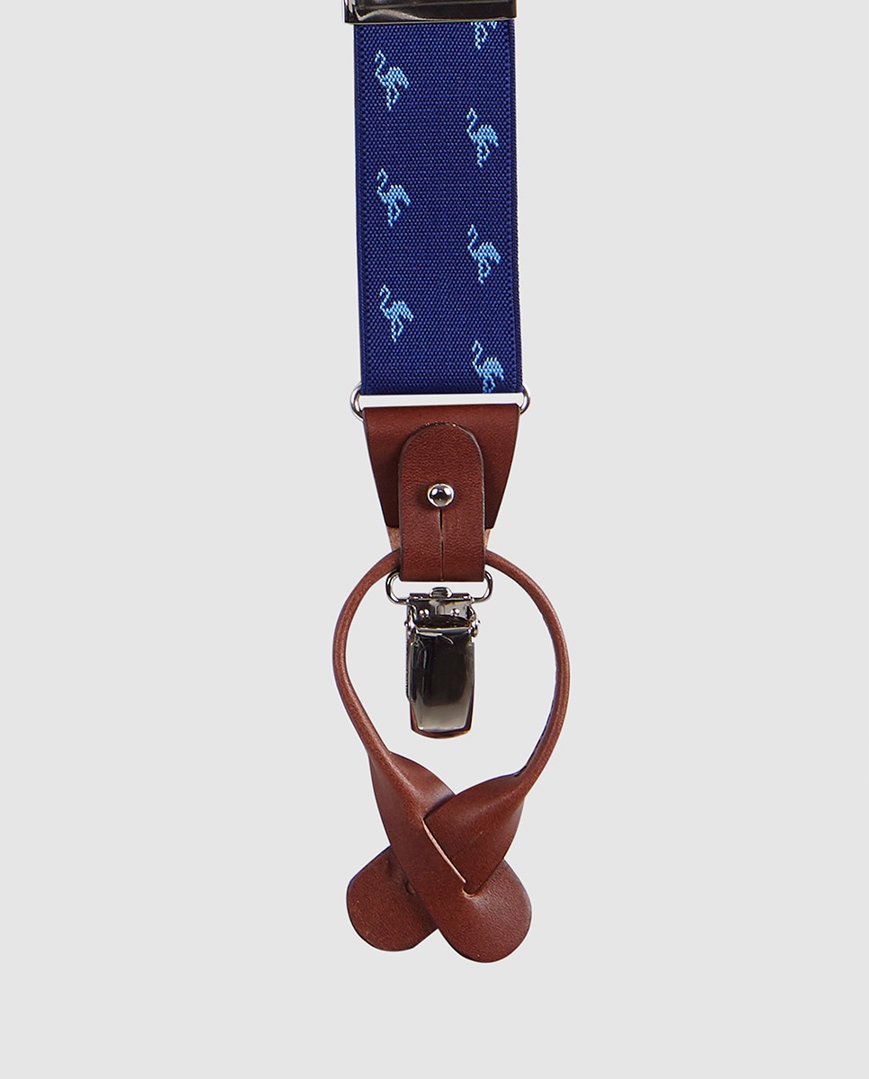 Suspensórios elásticos azul-marinho com estampado de flamingos Multicolor-2