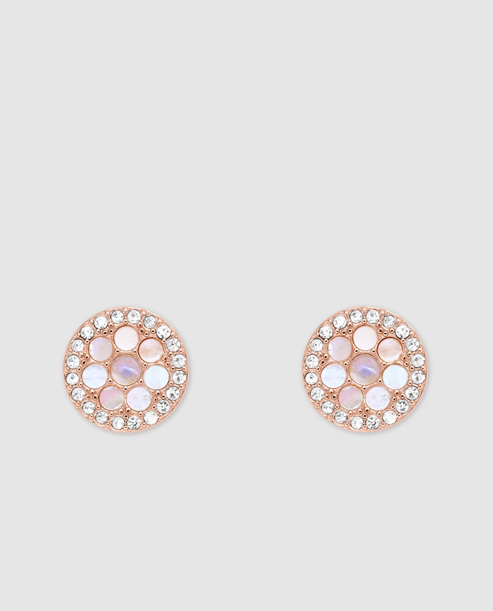 Pendientes Fossil de acero y madreperla Rosa-1
