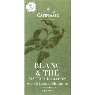 Chocolate Branco com Chá Matcha do Japão embalagem 85 g - Café-tasse
