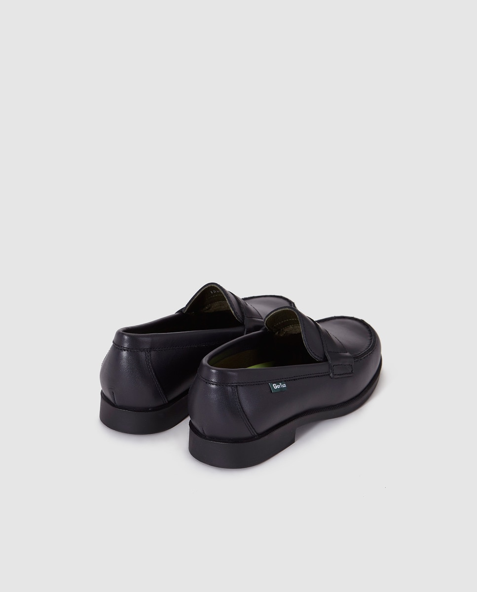 Mocassins de menino Gorila em pele de cor azul Azul-marinho-3