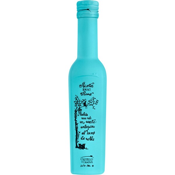 infusionado de aceite arbequina al humo de roble Jaén botella 250 ml