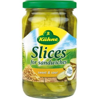 pepinillos en rodajas frasco 330 g neto escurrido - Kuhne