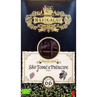 Chocolate Preto São Tomé e Príncipe 66% Cacau Biológico embalagem 80 g - Nau Do Cacau