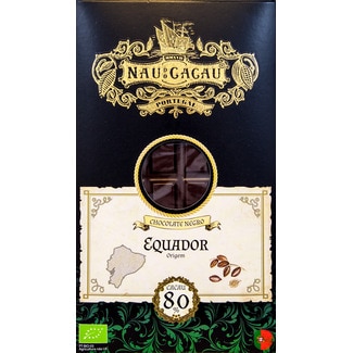 Chocolate Preto Equador 80% Cacau Biológico embalagem 80 g - Nau Do Cacau