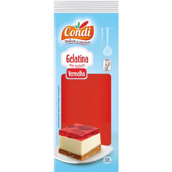 Folhas de Gelatina Vermelha embalagem 7 g