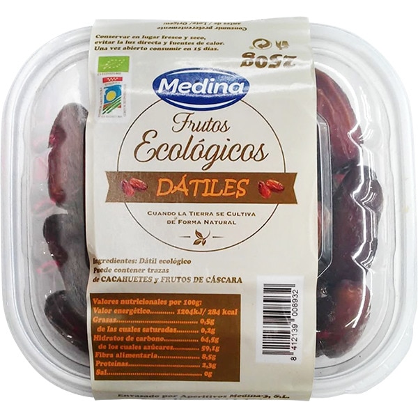 dátilles ecológicos con hueso tarrina 250 g