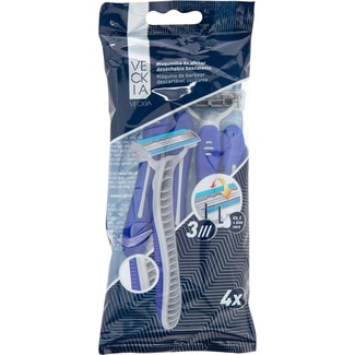 maquinilla de afeitar desechable basculante 3 hojas con vitamina E y aloe vera bolsa 4 unidades - Veckia