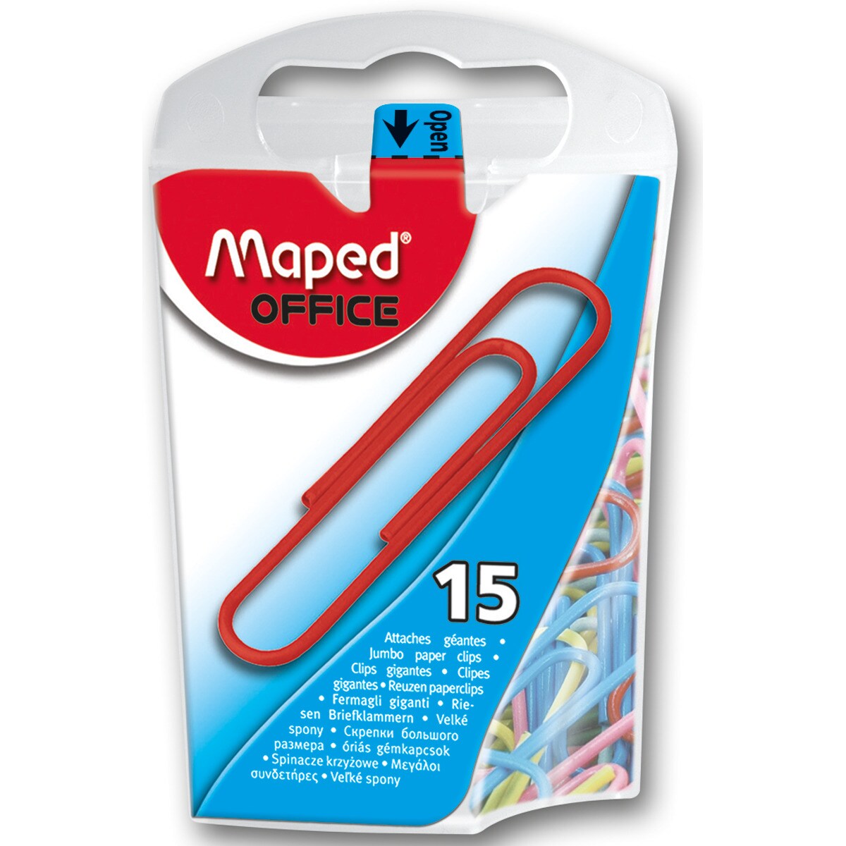 Caja de Plástico 15 clips Gigantes 50 mm Maped Colores Surtidos 1