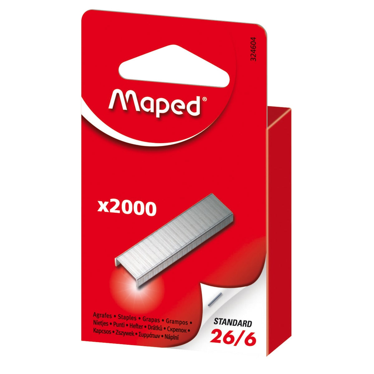 Caja Colgable de 2.000 Grapas Nº 26/6 Maped Plateado-1