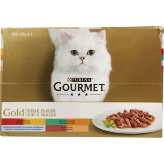 Gold Comida Húmida para Gato Duplo Prazer Pack 12X85g embalagem - Gourmet Gold