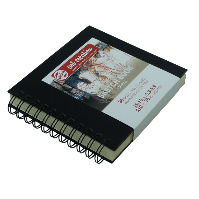 Imagen 0 de Bloc Con Espiral para Esbozo 110 grms M2 80 Hojas 15 X 15 cms Artcreation Negro