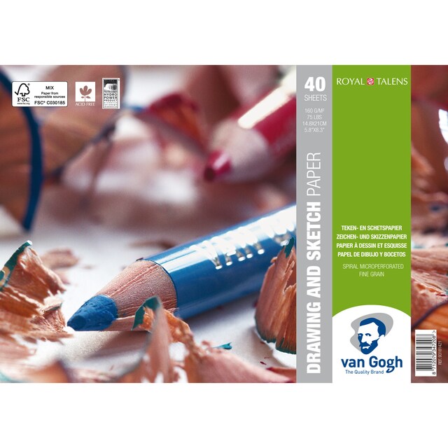 Imagen 0 de Bloc Con Espiral para Dibujo160 grms M2 40 Hojas 14,8 X 21 cms Van Gogh Multicolor