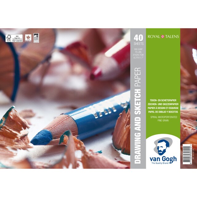 Imagen 0 de Bloc con Espiral para Dibujo 160 grms M2 40 Hojas 21 X 29,7 cms Van Gogh Multicolor