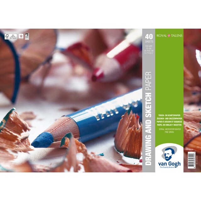Imagen 0 de Bloc con Espiral para Dibujo 160 grms M2 40 Hojas 29,7 X 42 cms Van Gogh Multicolor