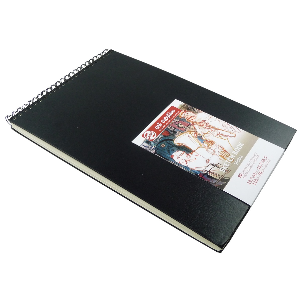 Imagen 0 de Bloc Con Espiral para Esbozo 110 grms M2 80 Hojas 42 X 29,7 cms Artcreation Negro