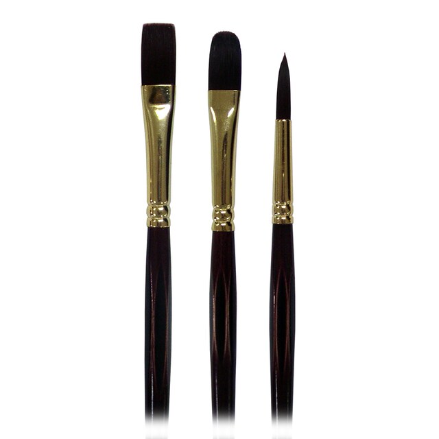 Imagen 0 de Set 3 Pinceles Mango Largo para Óleo/Acrílico de Diferentes Puntas y Mango Hexagonal Rembrandt Negro