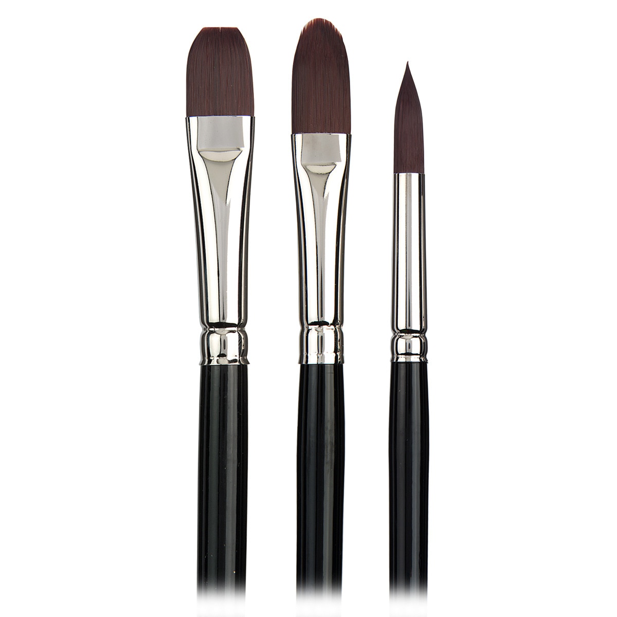 Conjunto 3 Pincéis de Cabo Comprido para Óleo/Acrílico de Diferentes Pontas Rembrandt Pretos Preto-1