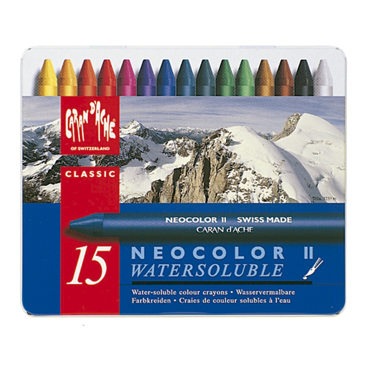 Lápis de Cera Aguarelável Neocolor II 15 Sortidos Caran d'Ache Multicolor Multicolor-1