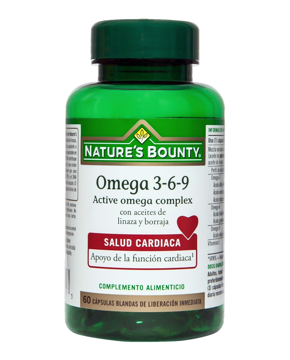 Nature's Bounty - 60 Cápsulas Omega 3-6-9 Active Omega Complex Con Aceites De Linaza Y Borraja