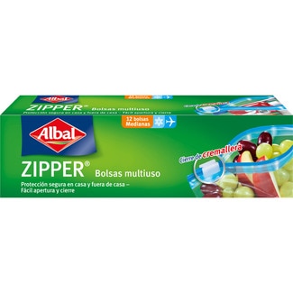bolsa de congelación multiusos Zipper 1 litro 20x16cm con cierre de cremallera caja 12 unidades - Albal