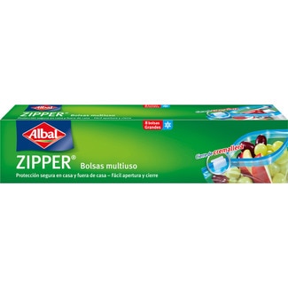 bolsa de congelación multiusos Zipper 3 litros grandes con cierre de cremallera caja 8 unidades - Albal