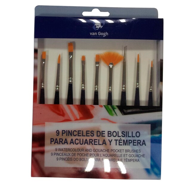 Imagen 0 de Set 9 Pinceles Cortos para Acuarela y Témpera de Bolsillo  Van Gogh Azul