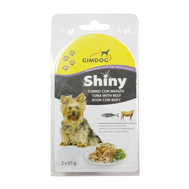 Imagen 0 de Comida húmeda para perros Gim Dog Shiny gelatina atún y buey 2 x 85 g