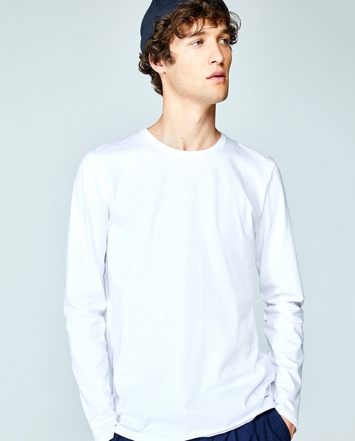 camiseta basica blanca manga larga