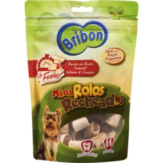 Mini Rolos Recheados para Cão de Raça Pequena embalagem 200 g - Bribon