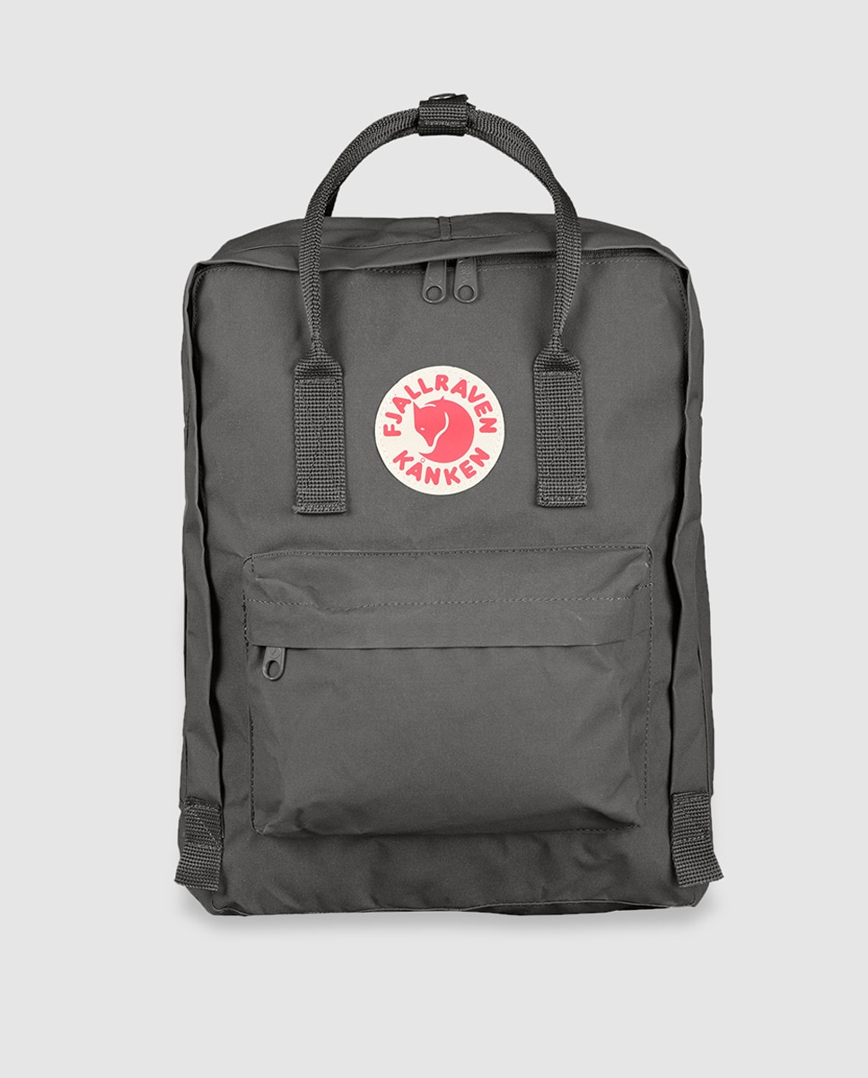 Mochila unissexo Fjällräven Kanken 23510 de vinil impermeável cinzento-escuro com pormenor de logótipo Cinzento-escuro-1