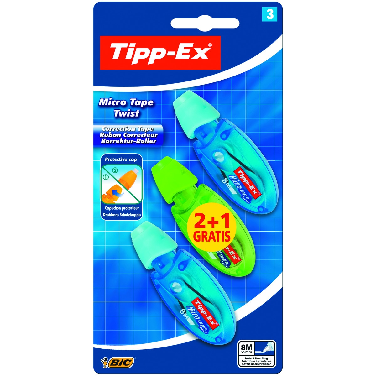 Imagem 0 de Pack de 2+1 Fitas Correctoras Tipp-Ex Micro Tape Twist
