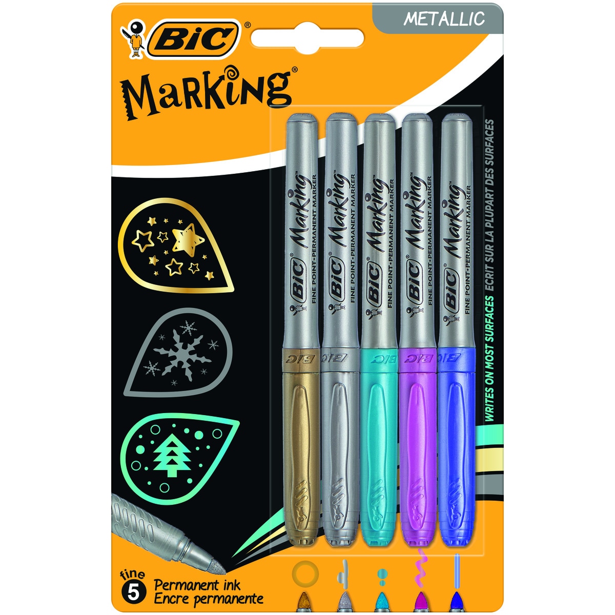 Imagem 0 de Pack de 5 marcadores permanentes Marking Metallic