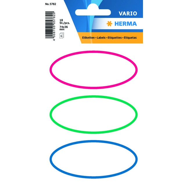 Imagem 0 de Etiqueta Adesiva Oval 78 x 36 mm com rebordo vermelho/verde/azul Herma