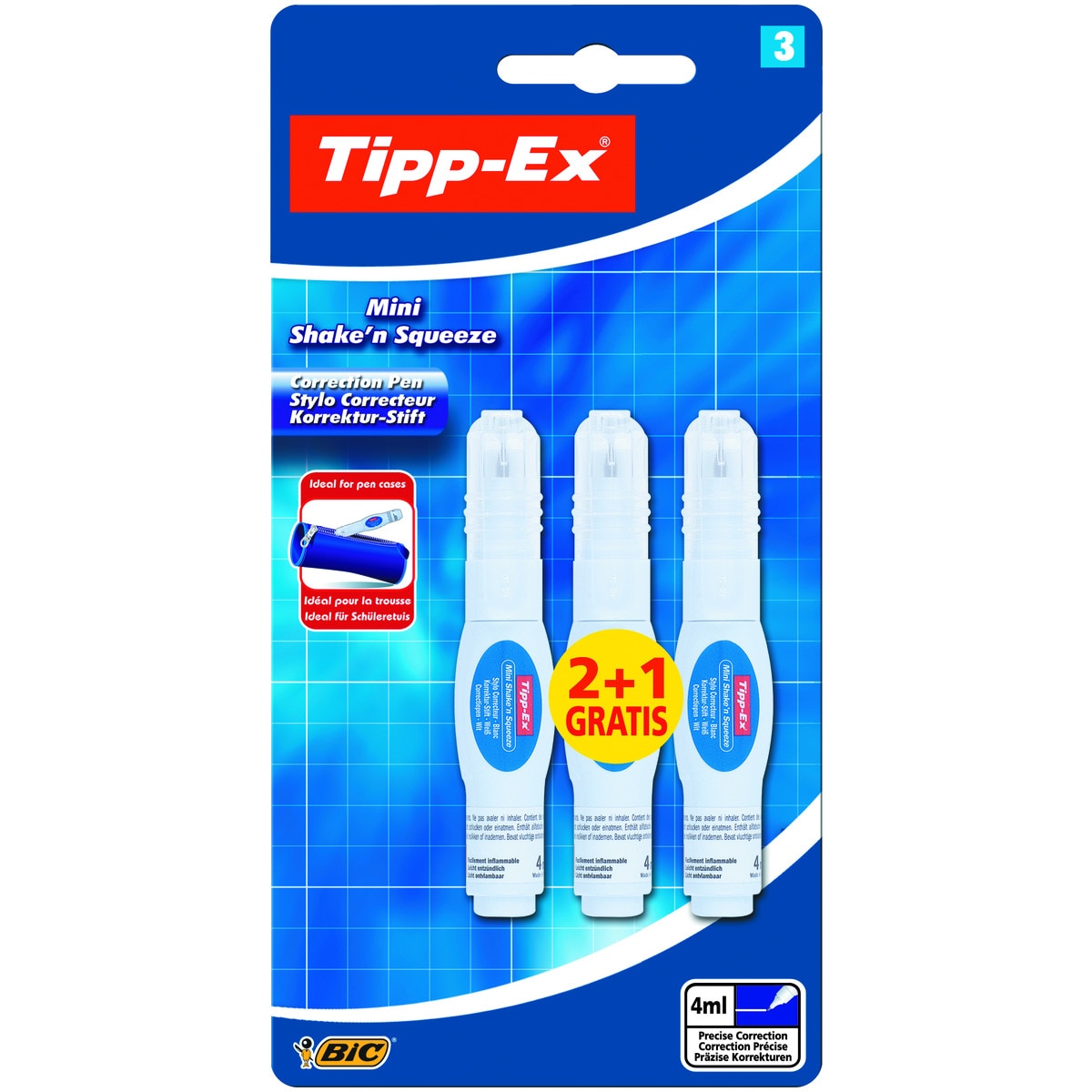 Imagem 0 de Pack de 2+1 Canetas Esferográficas de Correctores Líquidos Tipp-Ex, Mini Shake&Squeeze