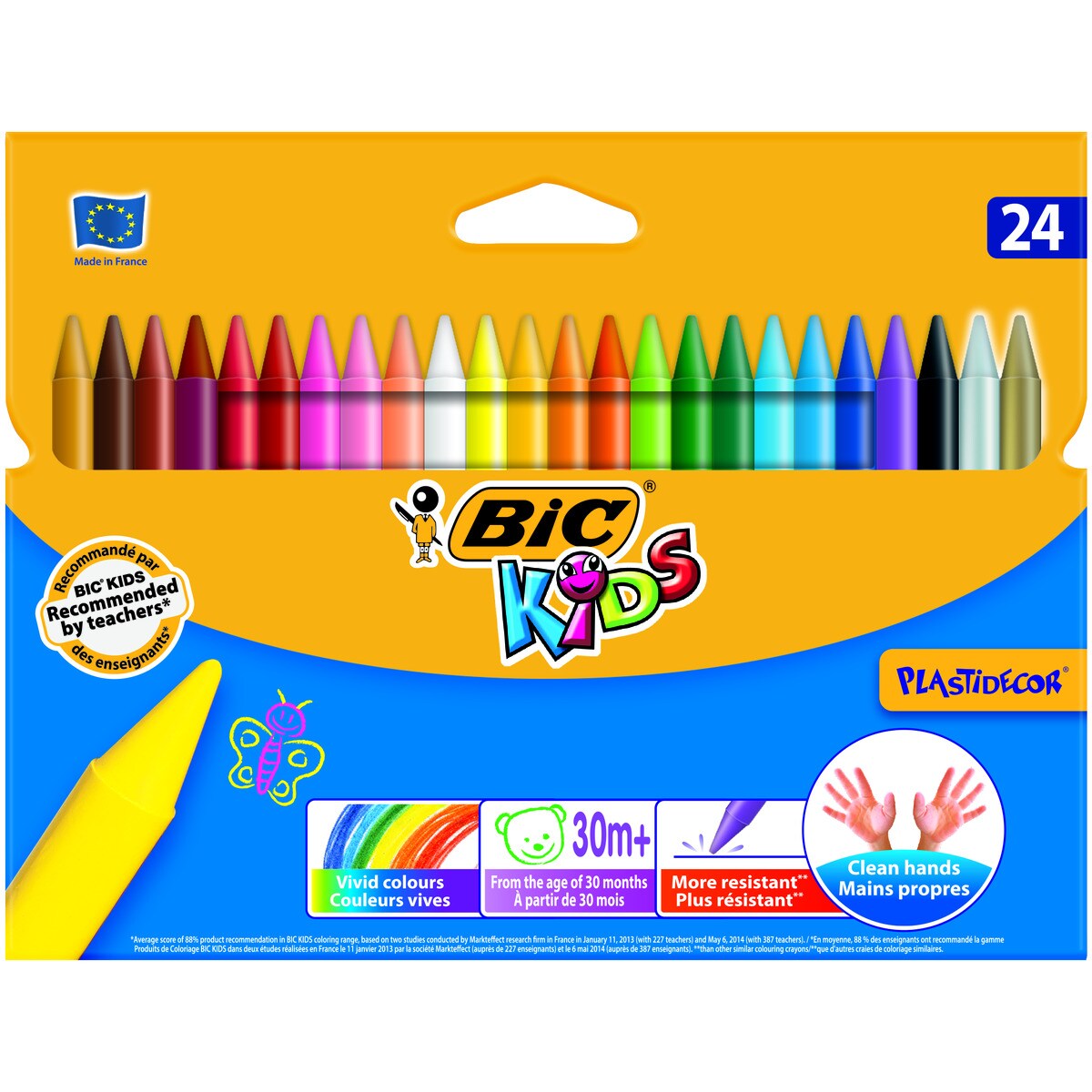 Pack de 24 lápis de cera de plástico de colorir Kids Plastidecor 1