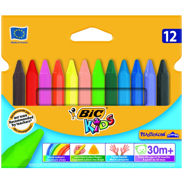 Imagem 0 de Pack de 12 lápis de cera de plástico de colorir Kids Plastidecor Triangle