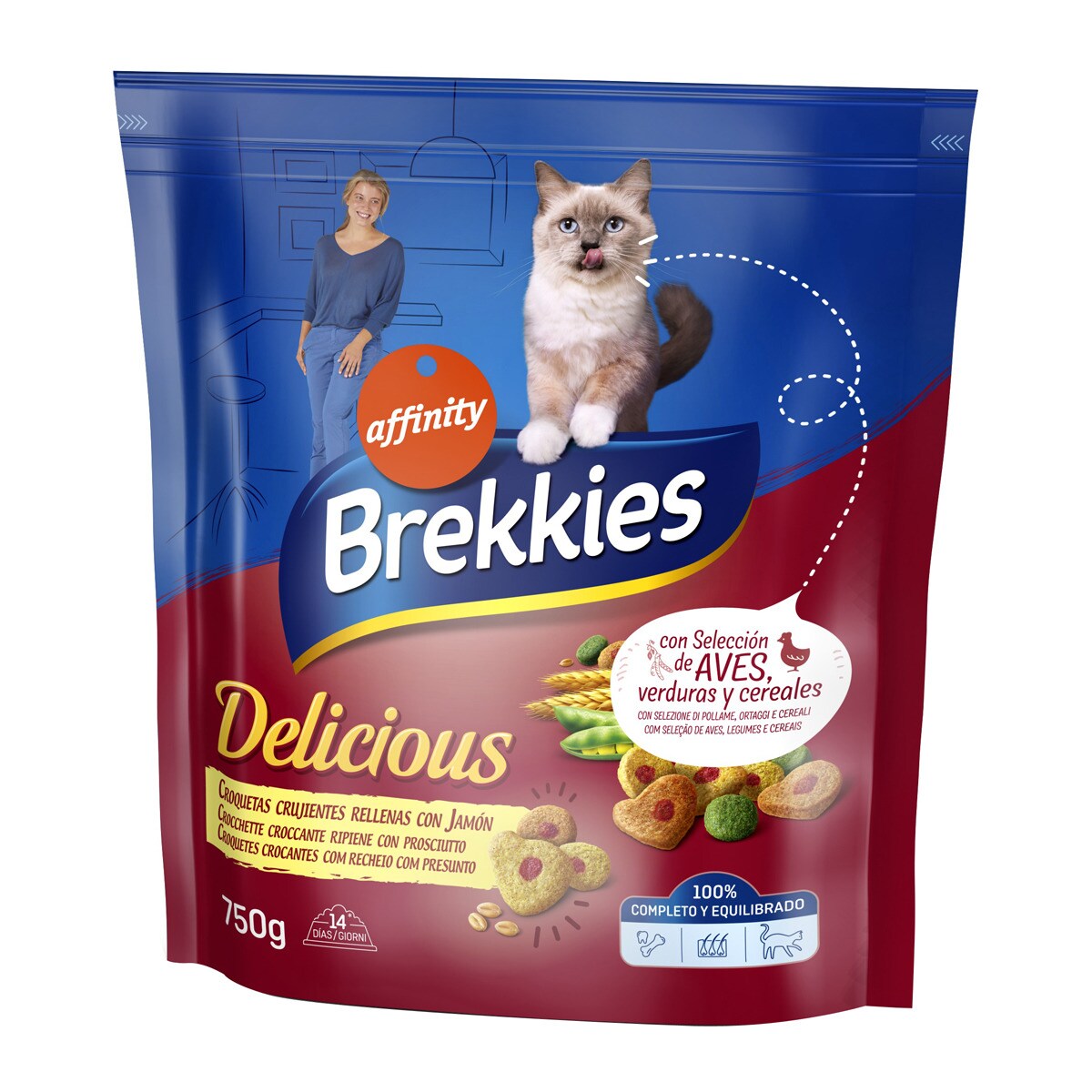 Pienso para gatos adultos Brekkies Delicious ave y verduras · Brekkies