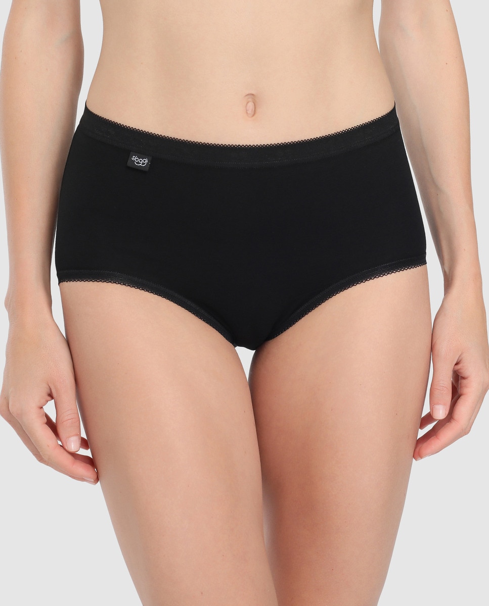 Pack de duas cuecas clássicas Slw Basic Sloggi lisas Preto-1