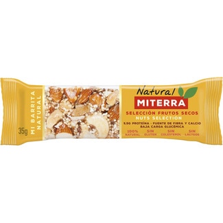 barrita de selección de frutos secos sin gluten y sin lácteos 35 g - Miterra