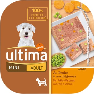 Mini Adult comida húmeda para perros mini con pollo y verduras tarrina 150 g - Ultima