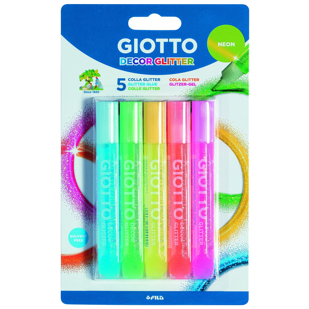 5 Colas Glitter Glue Decor Glitter - Cores Neon Giotto 1