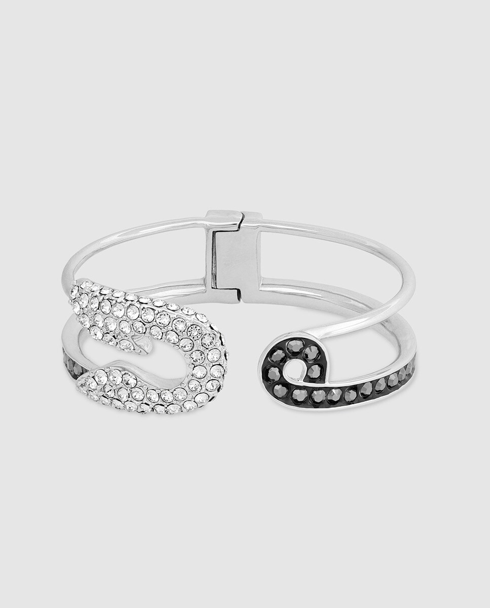 Karl Lagerfeld - Pulsera Rígida Plateada Con Cristal Swarovski