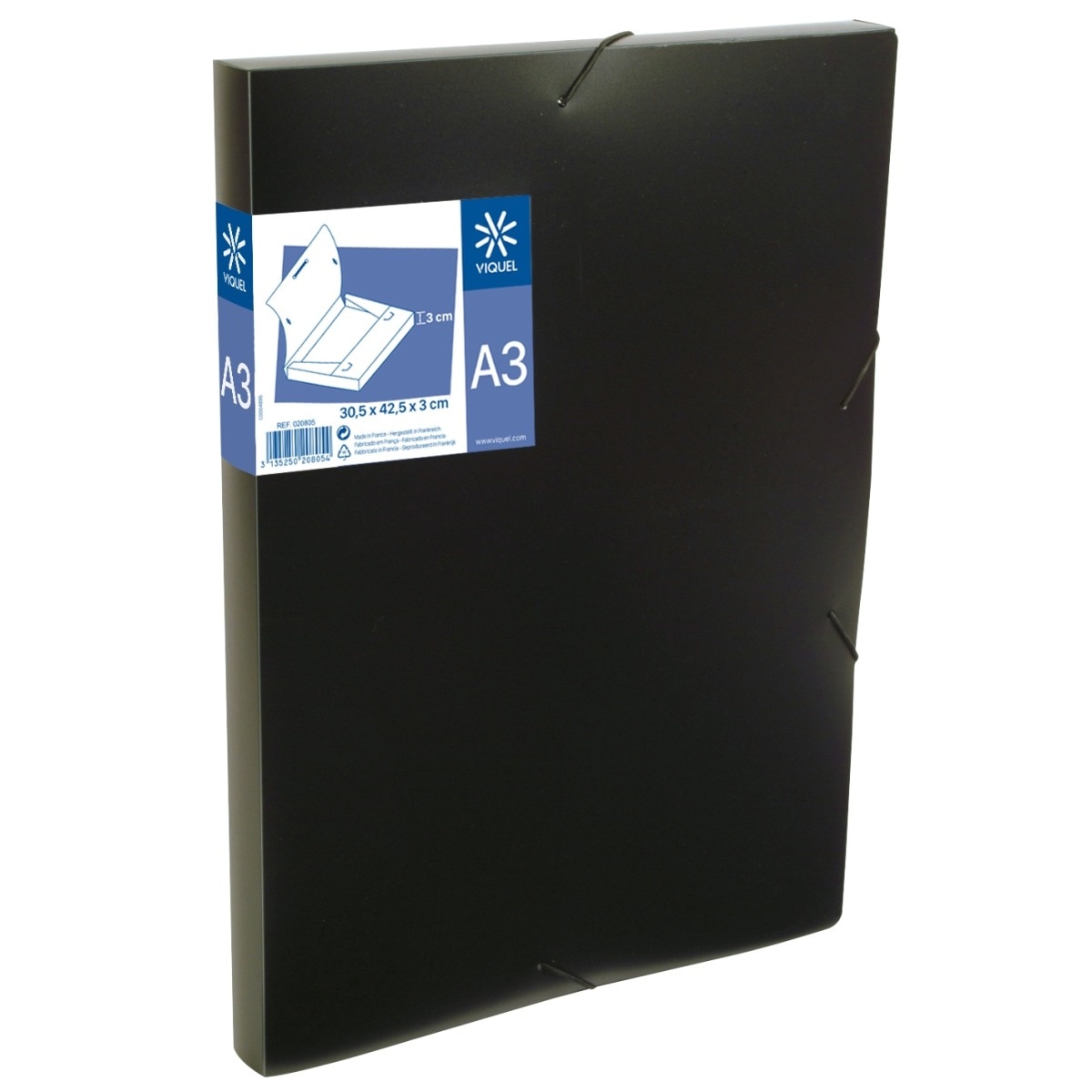 Imagem 0 de Pasta Elásticos A3 Viquel Lombada 3cm - Preto