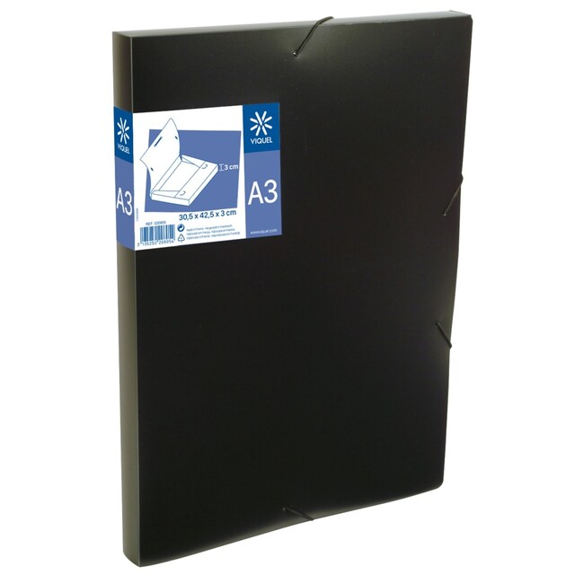 Imagem 0 de Pasta Elásticos A3 Viquel Lombada 3cm - Preto