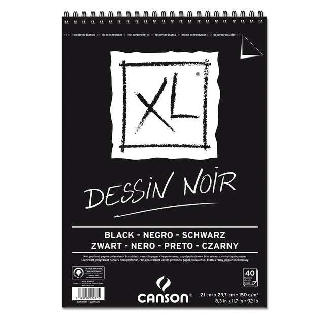 Imagem 0 de Álbum Espiral, Micro-perfurado, 21 x 29,7 cm, 40 Folhas, XL Black, Grão Fino, 150 g, Canson Preto